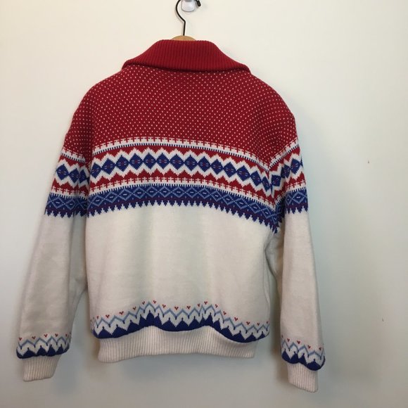 Vintage 80s Insulated Fairisle Sweater Jacket Womens XL - Picture 8 of 11